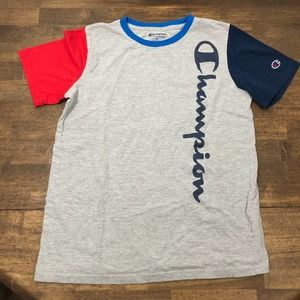 Champion Boys Colorblock Tee Short Sleeve shirt Size XL, Gray, Blue, Red